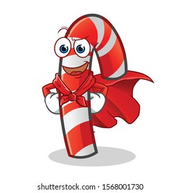 candy cane emoticon super hero cartoon vector mascot art illustration