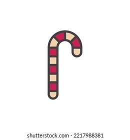 Candy cane filled outline icon, line vector sign, linear colorful pictogram isolated on white. Symbol, logo illustration. Vector graphics