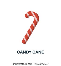 Candy Cane flat icon. Colored element sign from christmas collection. Flat Candy Cane icon sign for web design, infographics and more.