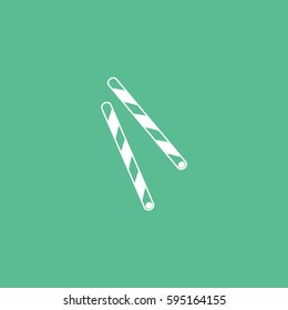 Candy Cane Flat Icon On Green Background