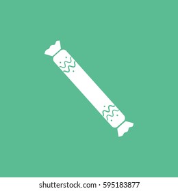 Candy Cane Flat Icon On Green Background