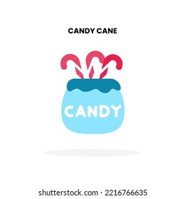 Candy cane flat icon. Vector illustration on white background. Can used for digital product, presentation, UI and many more.