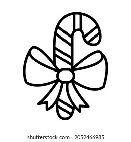 Candy Cane Flachzeilensymbol. Frohe Weihnachten und glückliches Neujahr Symbol. Rahmenzeichen für mobiles Konzept und Web-Design, Shop.