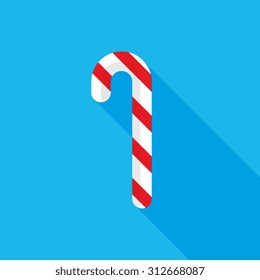 Candy Cane Flat Long Shadow Icon