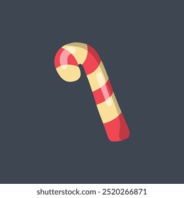 candy cane in flat vector design.