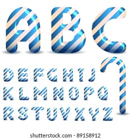 Candy Cane Font Of Blue Color