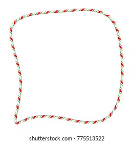 Candy cane frame border for christmas design isolated on white background
