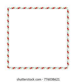 Candy Cane Frame Border For Christmas Design Isolated On White Background
