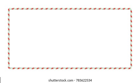 Candy cane frame border for christmas design isolated on white background