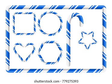 Candy cane frame and more for christmas design isolated on white background
