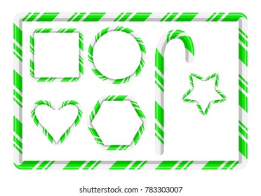 Candy cane frame and more for christmas design isolated on white background