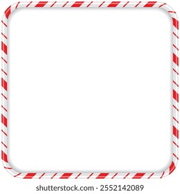 Candy Cane Frame. Square Vector. Christmas Decoration. Xmas Candies. Winter. December. Red and White.
