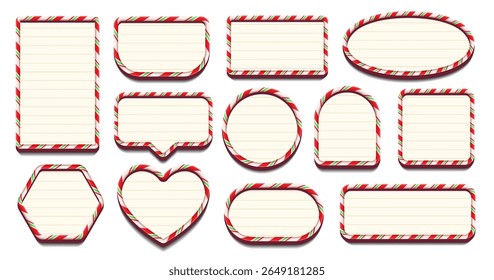 Candy cane frame vector template set