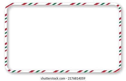 Candy cane frames christmas. striped border with copyspace. Rectangle background for banner or christmas card. Vector, holiday wallpaper illustration.
