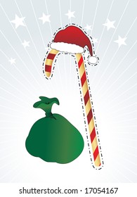 candy cane with gift bag, wallpaper
