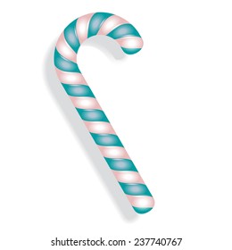 Candy cane glossy Christmas realistic peppermint colorful vector