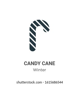 Candy cane glyph icon vector on white background. Flat vector candy cane icon symbol sign from modern winter collection for mobile concept and web apps design.
