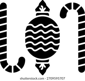 Candy Cane Glyph Style Icon Design