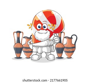 the candy cane with greek clothing. cartoon mascot vector