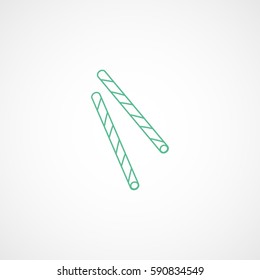 Candy Cane Green Line Icon On White Background