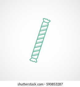 Candy Cane Green Line Icon On White Background