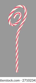 Candy cane - hand drawn isometric vector illustration.