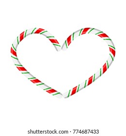 Candy cane heart for christmas design isolated on white background