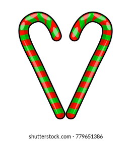 Candy cane heart for christmas design isolated on white background
