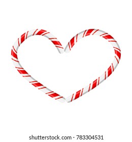 Candy cane heart for christmas design isolated on white background