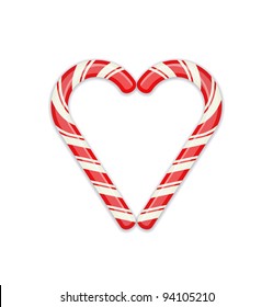 Candy Cane Heart Symbol On White