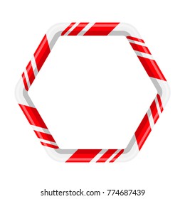 Candy cane hexagon for christmas design isolated on white background
