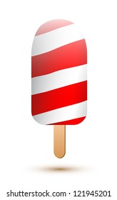 Candy cane ice lollies on white
