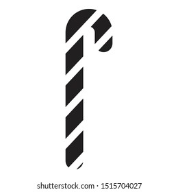 candy cane icon black and isolated vector illustration