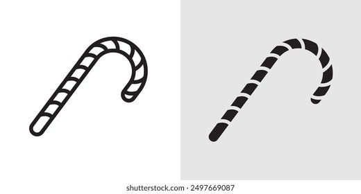 Candy Cane icon Black line art vector logo set