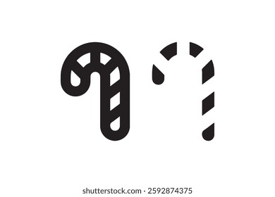 Candy cane icon in black and white Vector