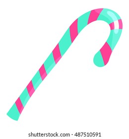 Candy cane icon in cartoon style isolated on white background vector illustration