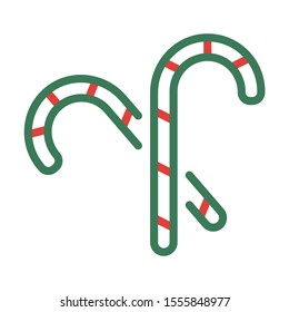 Candy cane icon. Christmas concept. Simple design. Line vector. Isolate on white background.
