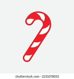 Candy cane icon. Christmas candy cane with red and white stripes. Peppermint candy cane design element. Vector illustration