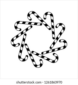 Candy Cane Icon, Christmas Cane Shaped Stick Candy Vector Art Illustration