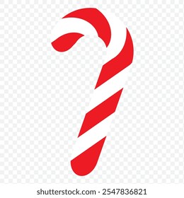 Candy Cane Icon, Christmas Cane Shaped Stick Candy. eps 10.