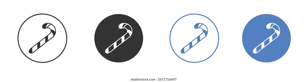 Candy Cane icon collection for app in black and blue colors