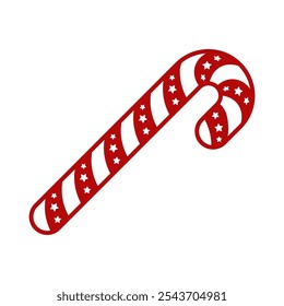 Candy cane icon. Colored outline linear silhouette. Front side view. Vector simple flat graphic illustration. Isolated object on white background. Isolate.