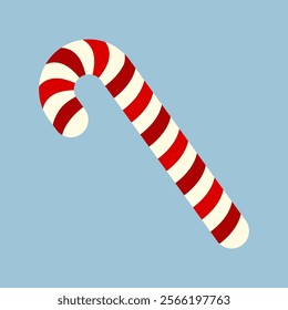 Candy cane icon. Colored silhouette. Front side view. Vector simple flat graphic illustration. Isolated object on blue background. Isolate.