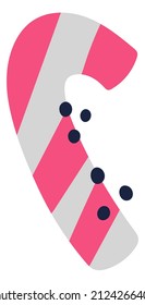 Candy cane icon. Cute holiday striped sweets