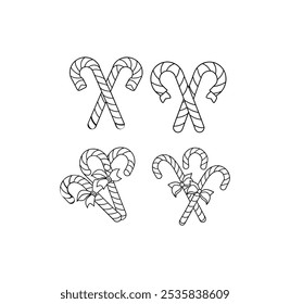 Candy Cane Icon Design Hand drawn Merry Christmas Holiday Greeting card with candy cane
