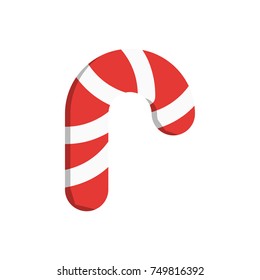 candy cane icon design with white background. flat design style. vector illustration