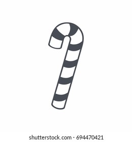 Candy cane Icon flat style on white background vector illustration