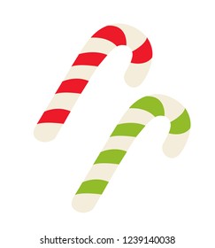 Candy Cane Icon Flat Vector Isolated On White  Christmas And New Year Eps 10