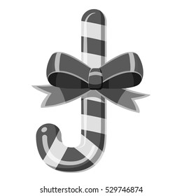 Candy cane icon. Gray monochrome illustration of candy cane vector icon for web