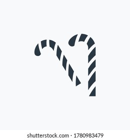 Candy cane icon isolated on clean background. Candy cane icon concept drawing icon in modern style. Vector illustration for your web mobile logo app UI design.